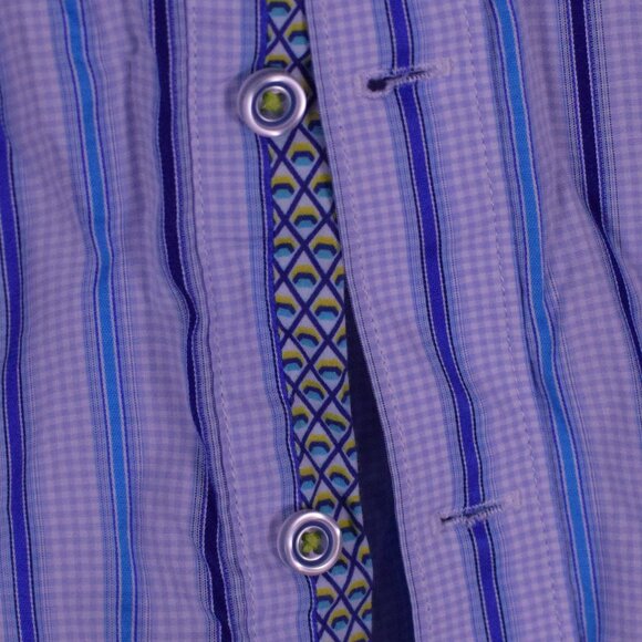 Robert Graham Men's Blue Long Sleeve Cotton Button Up Shirt Flip Cuff - Size S - Picture 8 of 11